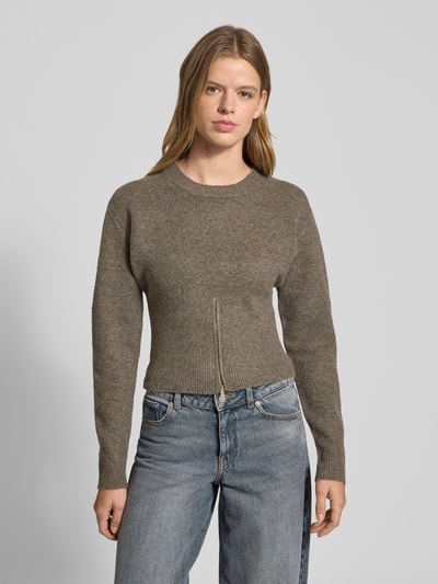 Noisy May Strickpullover mit gerippten Abschlüssen Modell 'SLOAN' Mittelbraun 4