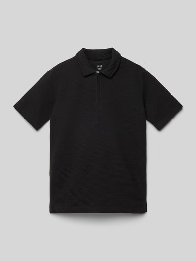 Jack & Jones Koszulka polo kroju regular fit z fakturowanym wzorem model ‘BENJA’ Czarny 1