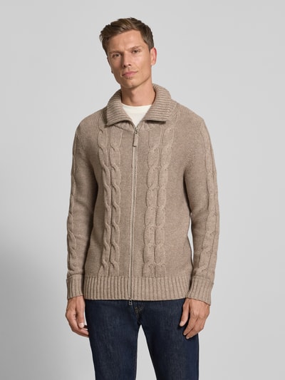 FTC-Cashmere Gebreid jack van mix van katoen en kasjmier Beige - 4