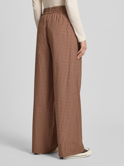 OH APRIL Wide leg broek met label-patch model 'Hazel' Donkerbruin gemêleerd - 5
