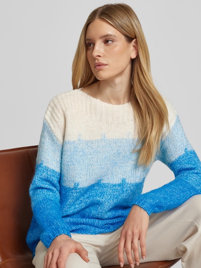 ICHI Strickpullover mit gerippten Abschlüssen Modell 'LEVONE' Blau 3