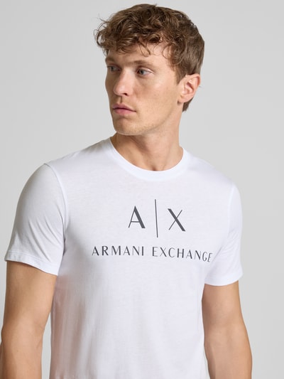 ARMANI EXCHANGE T-shirt o kroju slim fit z czystej bawełny z nadrukiem z logo Biały 3