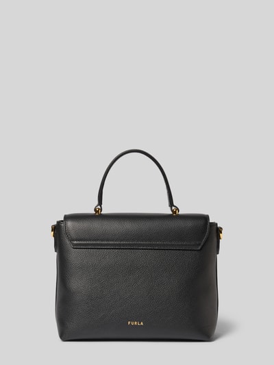 Produktfoto, Shoulder Bag aus echt leer Model 'MOONLIGHT' van FURLA, zwart met structuurpatroon, afneembare schouderband, binnenvak, hoofdzak, overslag en pinsluiting, draagband, breedte 25 cm, lengte 18 cm, diepte 11 cm, bandlengte 123 cm