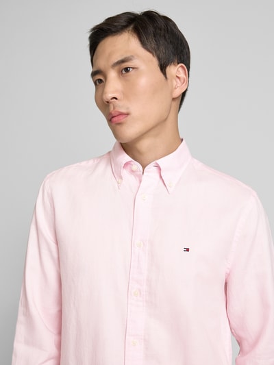 Tommy Hilfiger Regular Fit Freizeithemd aus Baumwoll-Leinen-Mix Rosa 3