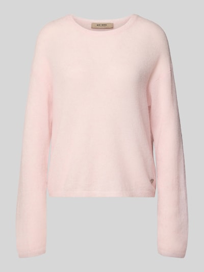 Produktfoto, Strickpullover mit Woll-Anteil Modell 'Mape' von MOS MOSH in zartem Rosa mit geradem Schnitt, Rundhalsausschnitt und Label-Detail