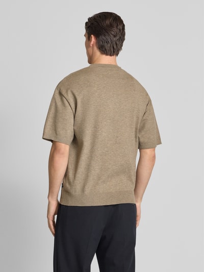 Jack & Jones Premium T-Shirt in Strick-Optik mit gerippten Abschlüssen Taupe 5