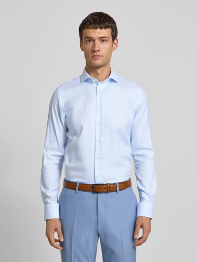Profuomo Slim fit zakelijk overhemd met haaikraag, model 'Cutaway' Bleu - 4