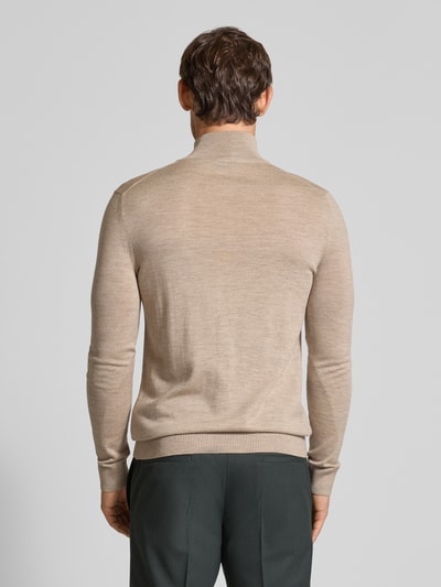 JOOP! Collection Gebreide pullover van scheerwol met opstaande kraag, model 'Dario' Beige - 5