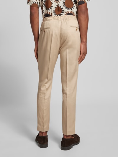 JOOP! Collection Slim fit bandplooibroek met riemlussen, model 'Lester' Beige - 5