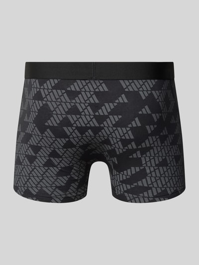 Produktfoto, Trunks im 3er-Pack aus Baumwoll-Mix von adidas Sportswear in Schwarz-Grau mit Muster, Logo-Print und elastischem Bund, unifarben, Jersey