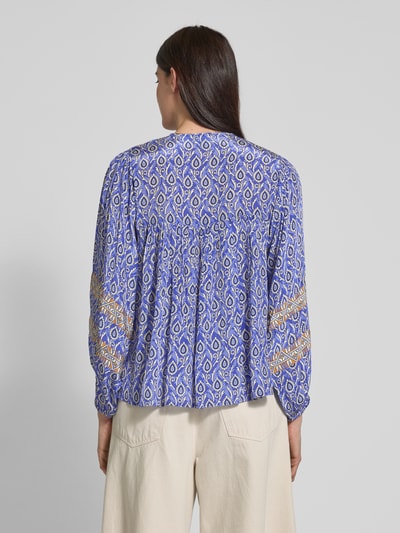LOLLYS LAUNDRY Relaxed Fit Bluse aus Viskose mit Schnürung Modell 'Teel' Royal 5
