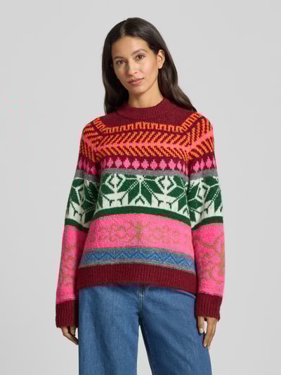 Essentiel Antwerp Loose Fit Strickpullover mit mehrfarbige Muster Modell 'IRELANDO' Pink 4