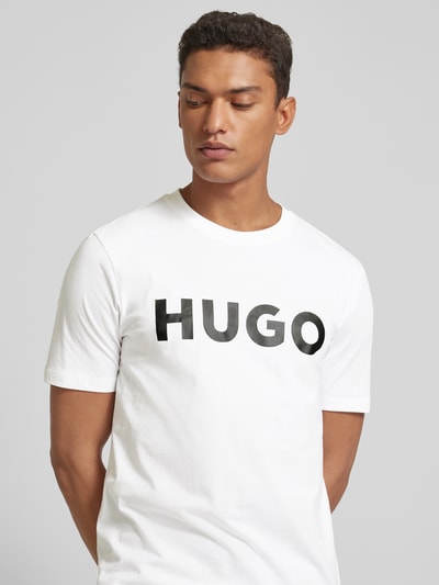 HUGO T-Shirt mit Label-Schriftzug Modell 'DULIVIO' Weiss 3