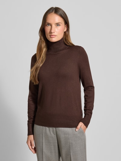 s.Oliver RED LABEL Regular Fit Rollkragenpullover aus Viskose-Mix Dunkelbraun 4