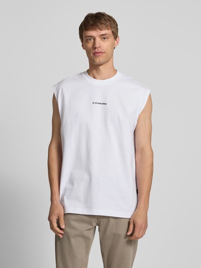 G-Star Raw Tanktop met labelprint, model 'Boxy' Wit - 4