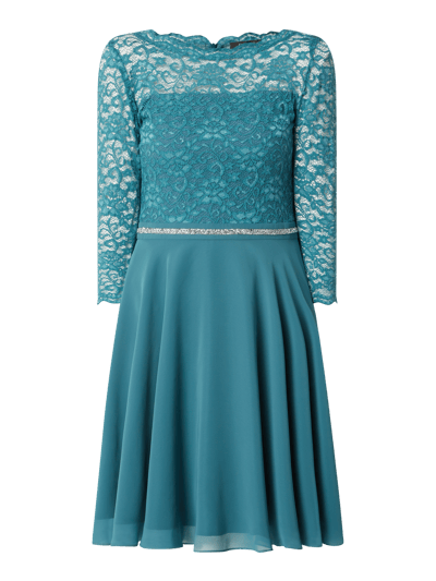 Swing Cocktailkleid aus Spitze und Chiffon Petrol 2