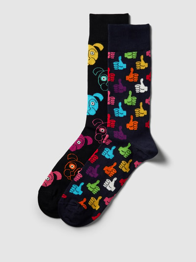 Happy Socks Skarpety ze wzorem na całej powierzchni w zestawie 2 szt. Czarny 1