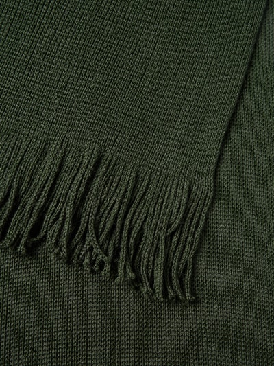 Christian Berg Men Sjaal van wolmix met franjes Donkergroen - 2
