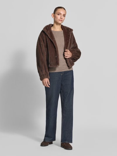 s.Oliver RED LABEL Slim Fit Langarmshirt aus reiner Baumwolle Taupe Melange 1