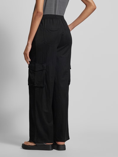 Vila High waist wide leg cargobroek met elastische band, model 'TIKKI' Zwart - 5