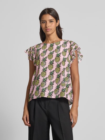 Marc Cain Bluzka o kroju regular fit z okrągłym dekoltem Mocnoróżowy 4