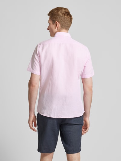 Jake*s Koszula lniana o kroju slim fit z kołnierzykiem typu kent Różowawy 5