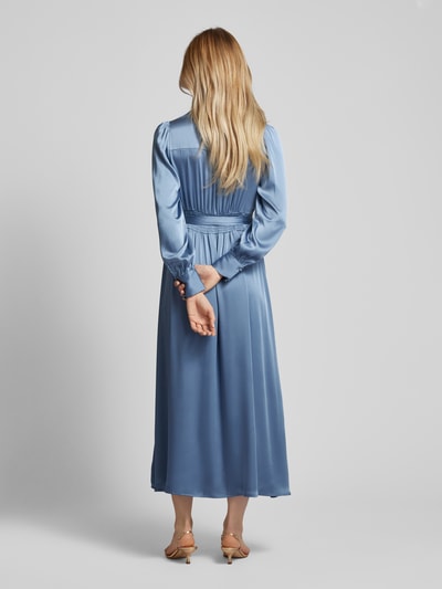 Neo Noir Maxi-jurk met strikceintuur, model 'Nova' Blauw - 5