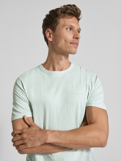 BOSS Orange T-shirt met labelprint, model 'Tegood' Lichtblauw - 3