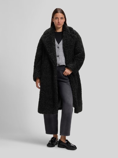 HUGO Oversized Fit Teddy- / Webpelzmantel mit Reverskragen Modell 'Malite-1' Black 1