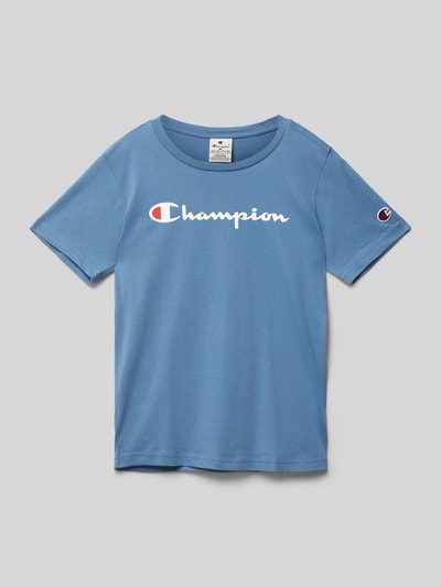 CHAMPION T-shirt met labelprint Rookblauw - 1