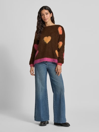 miss goodlife Oversized Strickpullover mit U-Boot-Ausschnitt Schoko 1