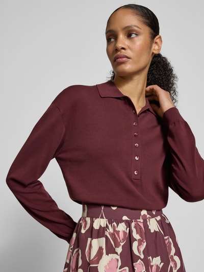 Jake*s Collection Sweter z dzianiny z prążkowanymi wykończeniami Oberżynowy 3