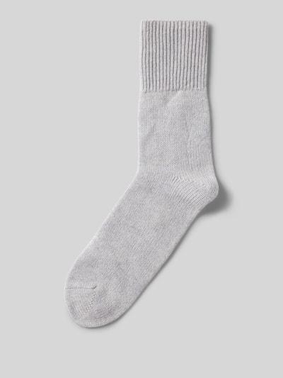 Christian Berg Woman Socken aus Kaschmir mit gerippten Rippbündchen Mittelgrau Melange 1