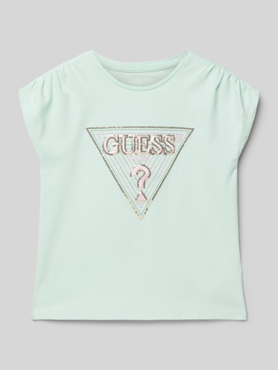 Guess T-Shirt mit Paillettenbesatz Modell 'BATWING' Mint 1