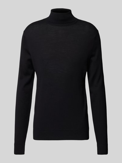 SELECTED HOMME Sweter z dzianiny z wełny lana model ‘TRAY’ Czarny 2