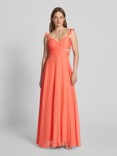 Jake*s Cocktail Abendkleid mit Rüschen und Cut Outs Orange 4