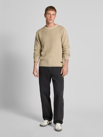 Jack & Jones Strickpullover mit gerippten Abschlüssen Modell 'DOVER' Beige 1