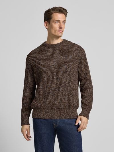 SELECTED HOMME Relaxed fit pullover van puur katoen, model 'TILUM' Donkerbruin - 4