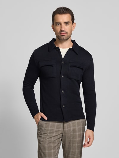 Manuel Ritz Hemdjacke mit Knopfleiste Marine 4