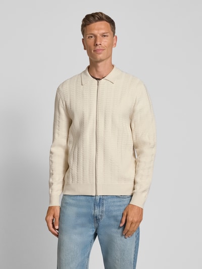 JAKE*S STUDIO MEN Gebreid jack van viscosemix met ritssluiting Ecru - 4