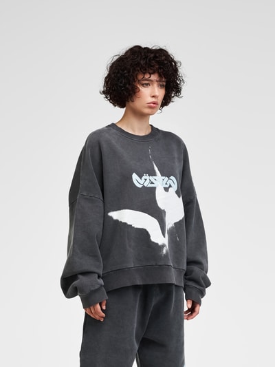 Review X MATW Sweatshirt in gewassen look met MATW-print - MATW x REVIEW Donkergrijs - 5