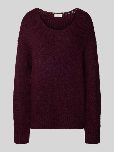 Milano Italy Sweter z dzianiny z okrągłym dekoltem Bordowy 2