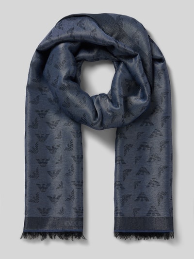 Produktfoto, Schal aus Viskose-Modal-Mix Modell 'STOLA' von Emporio Armani, dunkelblau, rechteckig, Effektgarn, ausgefranste Abschlüsse, 73 cm breit
