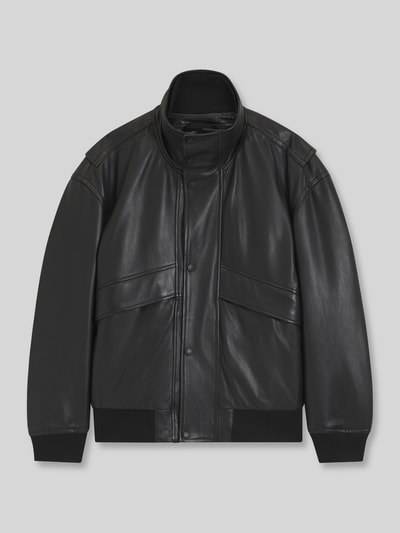 BOSS Orange Lederjacke aus Ziegennappa mit Stehkragen Black 2