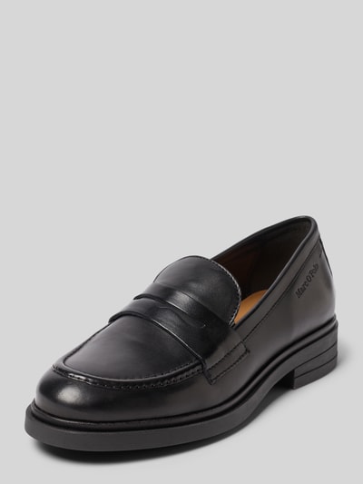 Produktfoto, schwarzer Loafer aus echtem Schafsleder Modell 'Paula 34' von Marc O'Polo, glatte Oberfläche, Damen Loafer von Marc O'Polo.