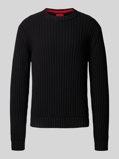 HUGO Regular Fit Strickpullover aus reiner Baumwolle Modell 'SRIBBEN_1' Black 2