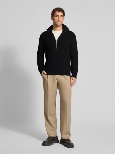 Drykorn Gebreide pullover met schipperskraag, model 'MANUELO' Zwart - 1