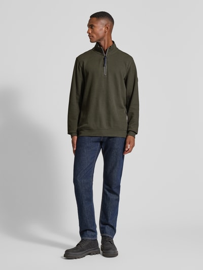 Lerros Sweatshirt met opstaande kraag, model 'SELANIK' Olijfgroen - 1