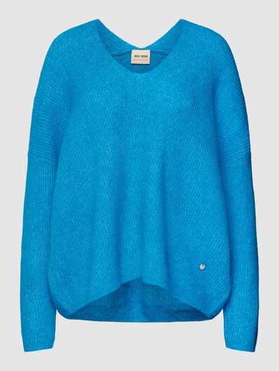 MOS MOSH Sweter z dzianiny z obniżonymi ramionami model ‘Thora’ Królewski niebieski 2