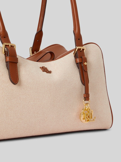 Lauren Ralph Lauren Henkeltasche aus reiner Baumwolle mit Leder-Besatz Modell 'MARCY' Cognac 6